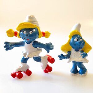 Two 1970's Girl Smurfs (Rare To Find Female Smurfs)